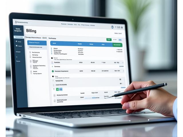 Ein Abrechnungs-Dashboard, das GOÄ-Positionen und Rechnungsdetails für Privatpatienten anzeigt, mit einem Arzt, der eine Rechnung freigibt