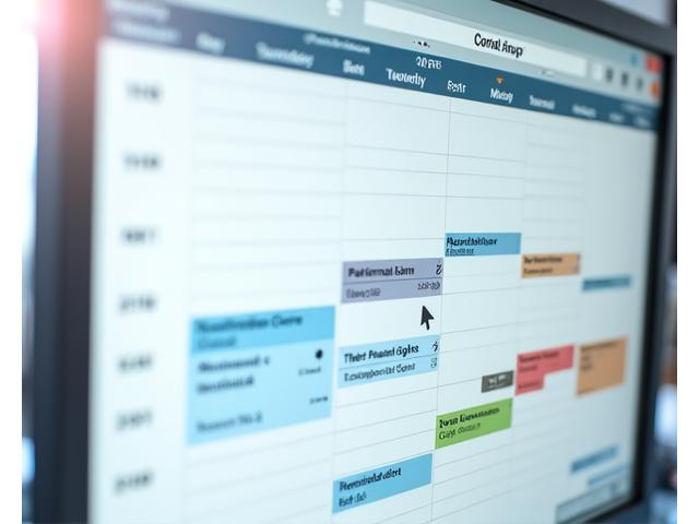 Ein übersichtlicher digitaler Kalender, der Arzttermine anzeigt mit Drag-and-Drop-Funktionalität und Raum für Behandlungsraum-Übersicht