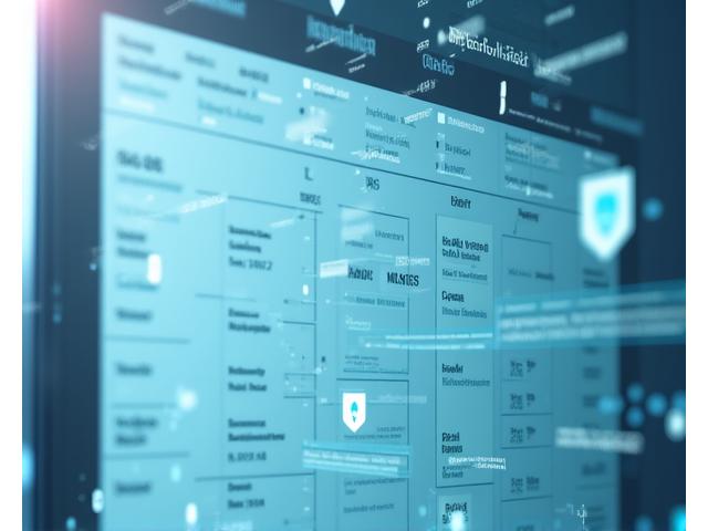 Ein digitales Patientendatenmanagement-Interface mit Sicherheitssymbolen und Datenverschlüsselung, um vertrauliche Informationen zu schützen