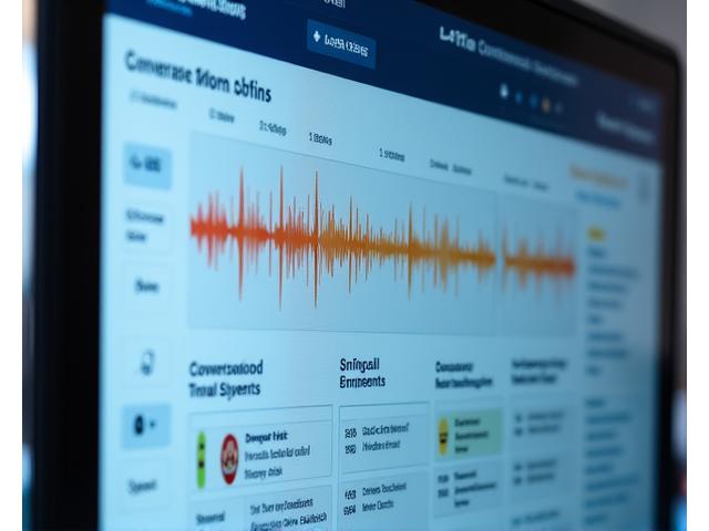 Gesprächsanalyse-Dashboard mit Stimmungsdarstellung und Hervorhebung wichtiger Passagen aus Audioaufzeichnungen.
