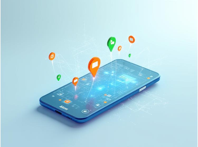 Smartphone-Bildschirm zeigt integrierte Kommunikationsoptionen (Anruf, E-Mail, Chat) innerhalb einer CRM-App.